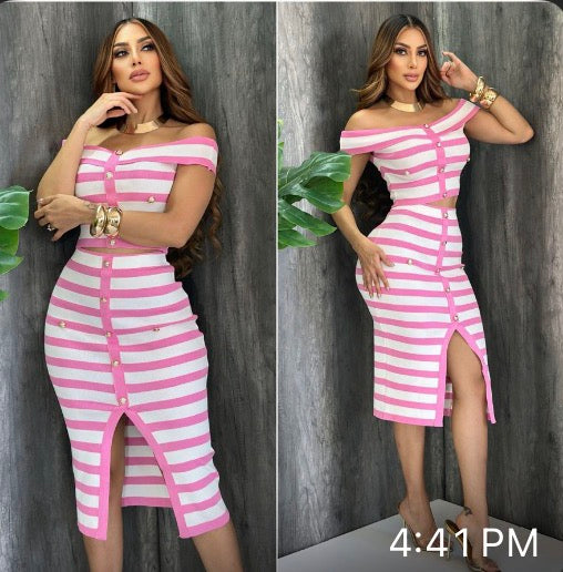 Blouse and skirt pink set